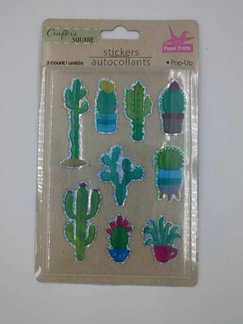 9-Pc 3D Pop-Up Sticker Set Scrapbook Flower Dragonfly Koala Bee Bunny Cactus
